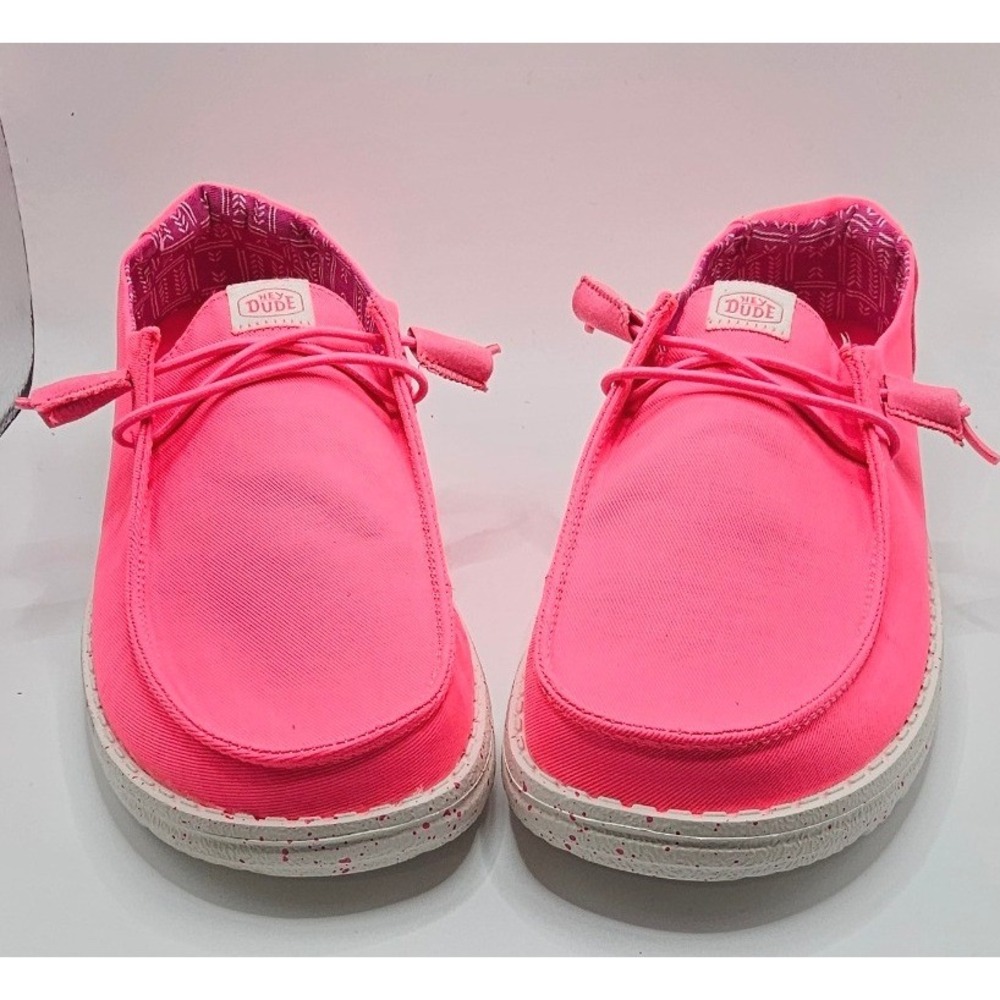 Hey Dude Wendy Stretch Canvas W8 Neon Pink Slip On Loafers 40902-676